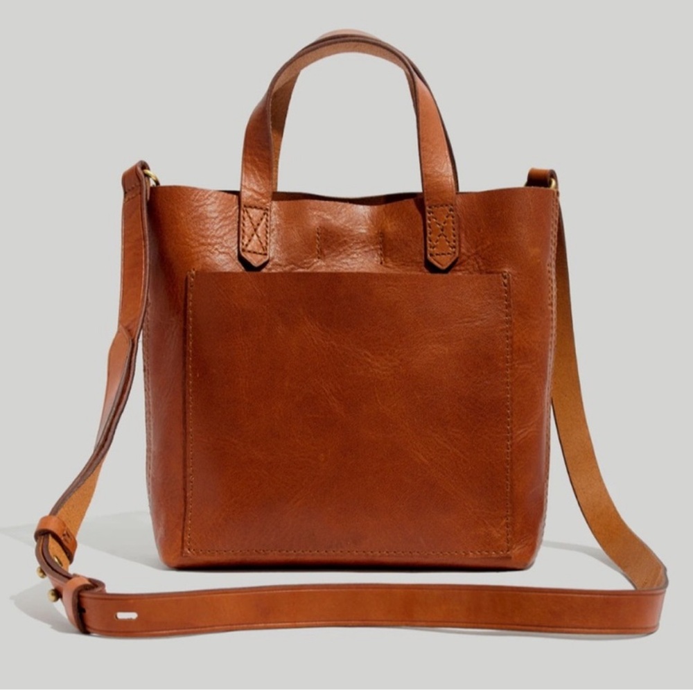 Madewell Cognac Brown Leather Crossbody Tote